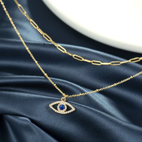 Evil Eye Necklace Layering Clasp Layered Necklace Detangler -  in 2023